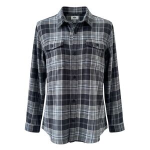 Old Navy Black and Grey Plaid Button Down Long Sleeve Flannel Shirt Size XXL